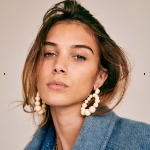 Sezane  Charlie Black Beaded Hoop Earrings - Picture 4 of 10